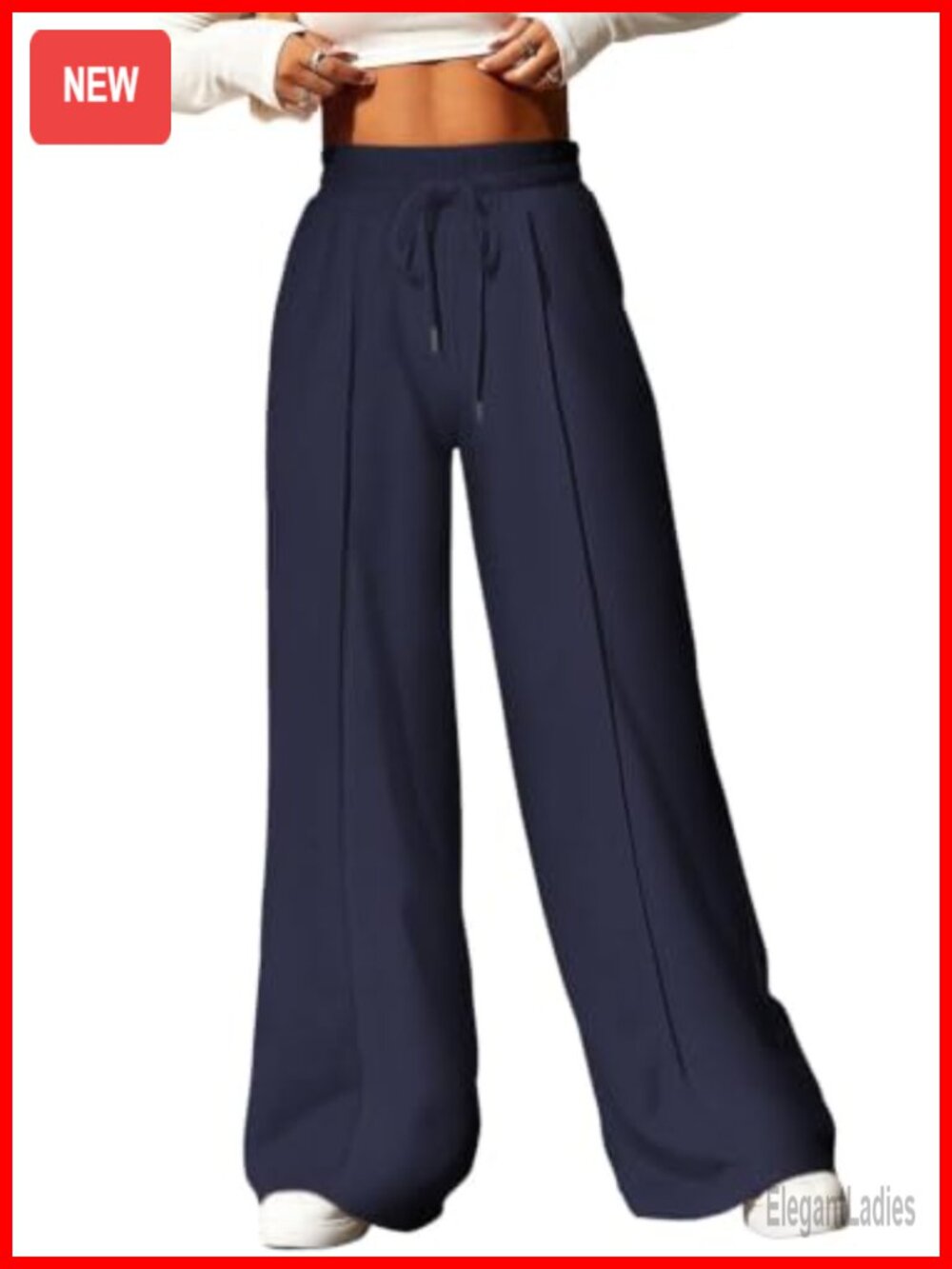 Wide Leg Sweatpants High Waisted Drawstring Pleated Casual Active Pants